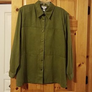 Suede like feel long sleeve blouse